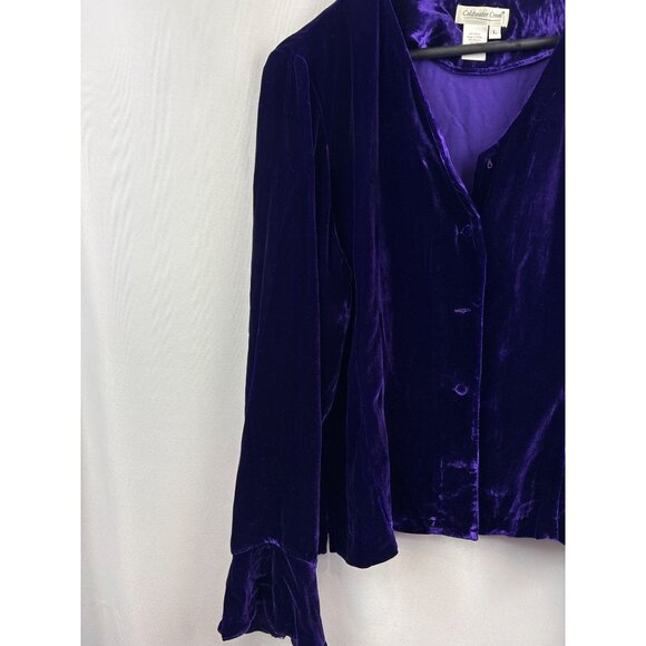 Women’s Coldwater Creek Large Purple Velvet Long Sleeve Jacket - Picture 2 of 4
